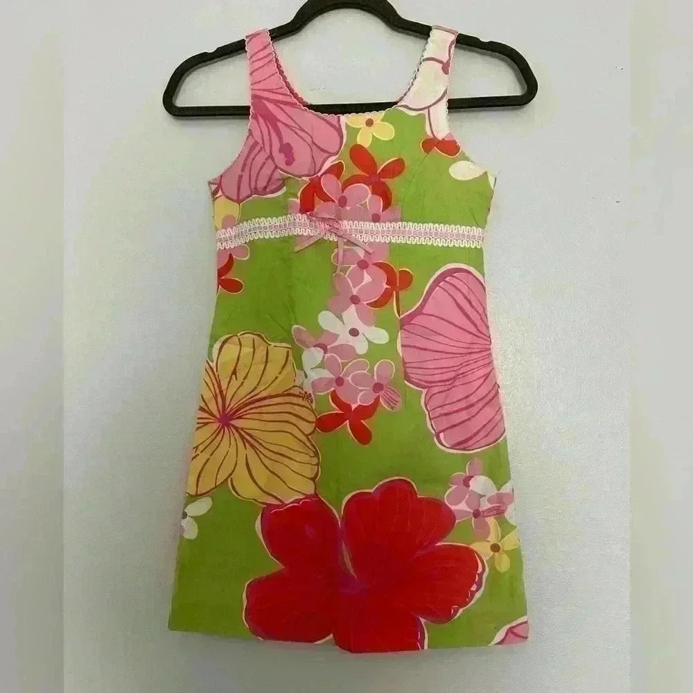 Lilly Pulitzer Green and Pink Floral Kids Dress